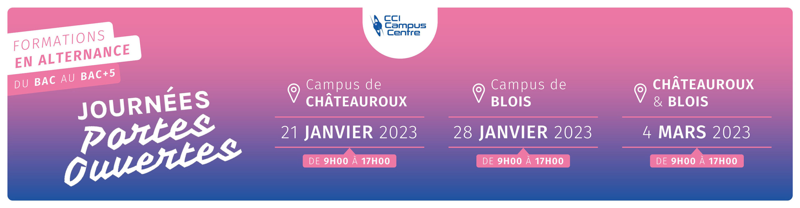 Journées portes ouvertes CCI Campus Centre à Chateauroux et à Blois